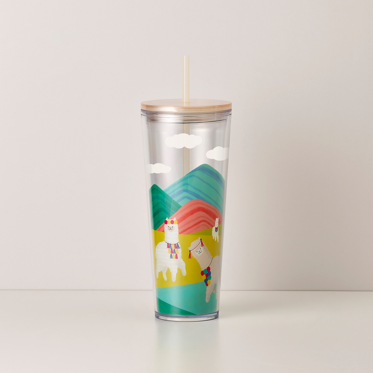 Bohemian Alpaca Family on Highland 24oz Plastic Cold Cup