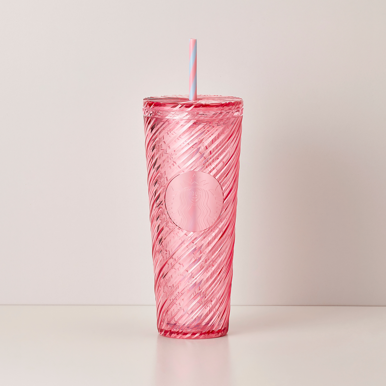 Pink Strips Wave Plastic Cold Cup 24oz