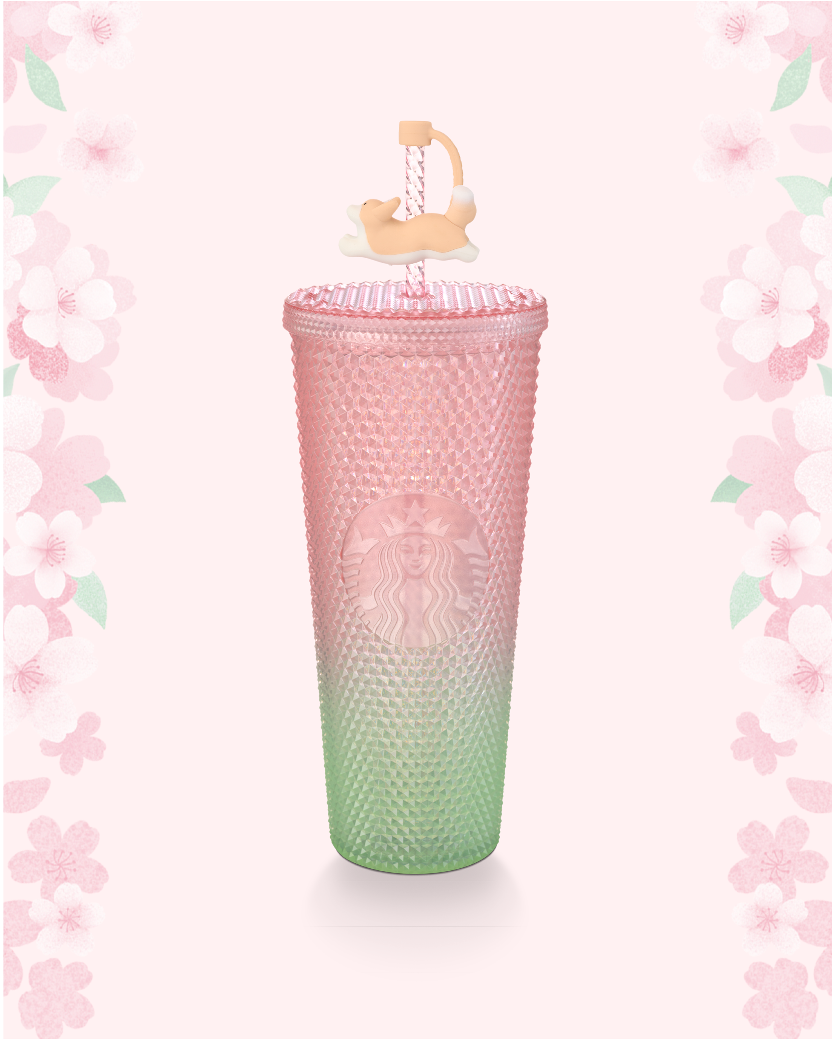 Spring Ombre Corgi Cold Cup with Topper 24oz - Starbucks Australia